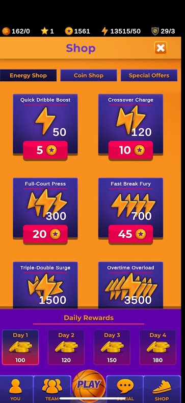 In-game boosts and daily rewards