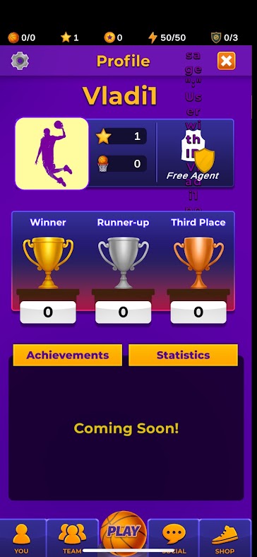 Player profile and achievements